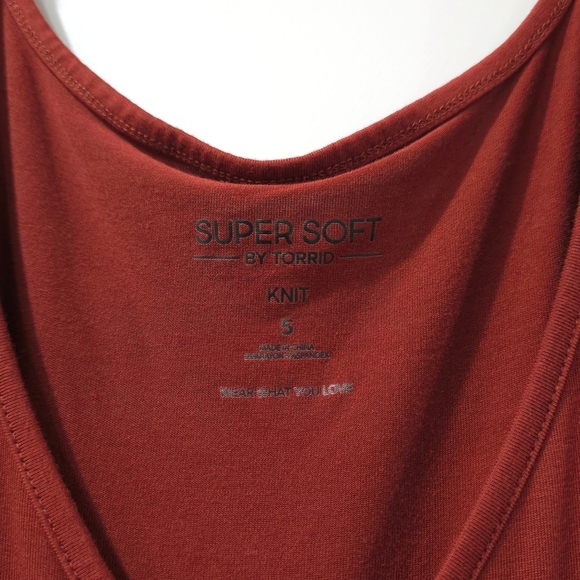 TORRID Short Sleeve Super Soft Knit Mini Skater V-neck Dress, Side Pockets - Picture 5 of 13